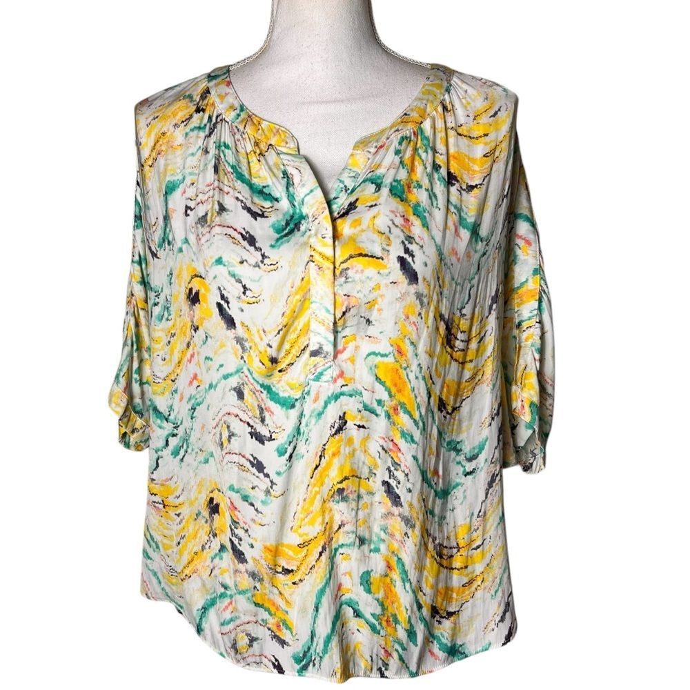 Jennifer Lopez Colorful Dolman Sleeve Blouse Medium   Yellow spring Summer